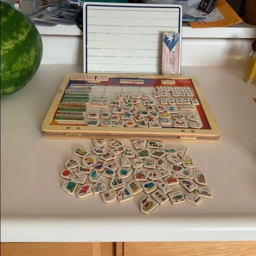 Magnetic calendar &Dry erase marker board for kids